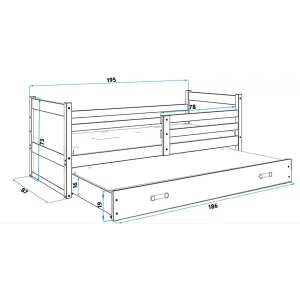Łóżko Parterowe Rico Podwójne z Materacem Grafit + Zielony
