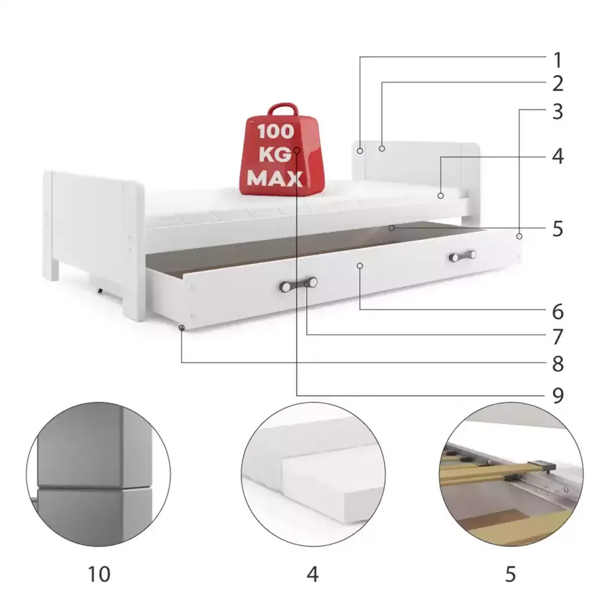 Łóżko Darek Biały