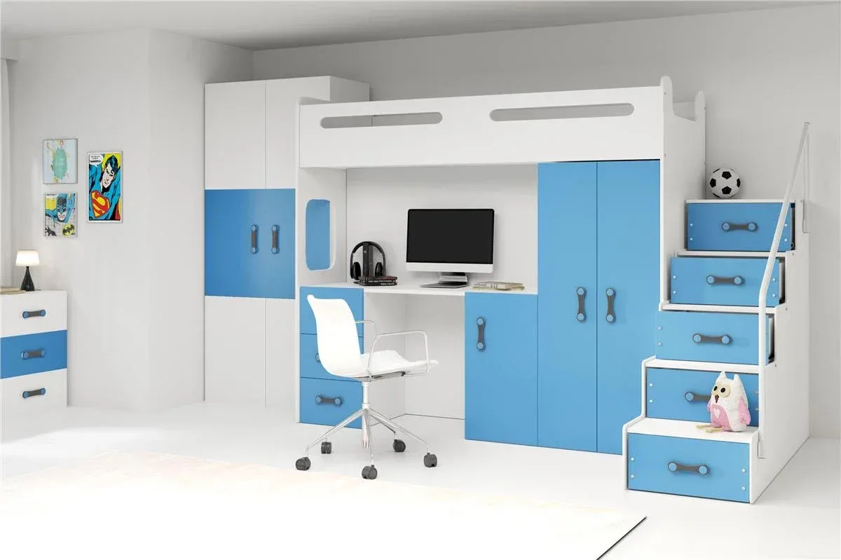 Łóżko piętrowe Max 4 Biały + Grafit