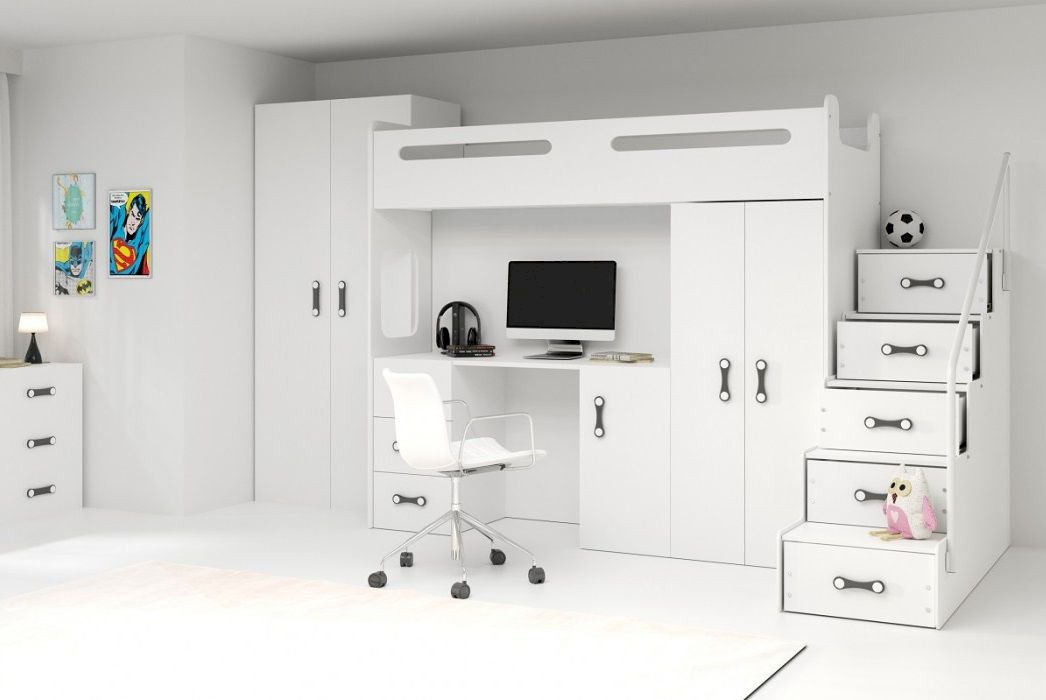 Łóżko piętrowe Max 4 Biały + Niebieski