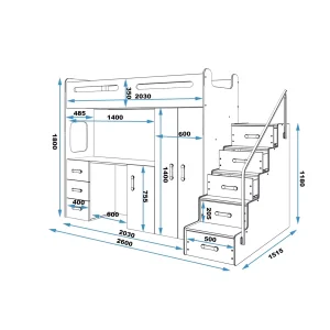 Łóżko piętrowe Max 4 Biały + Różowy