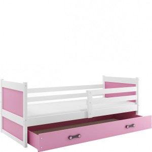 Łóżko Parterowe Rico z Materacem Biały + Różowy