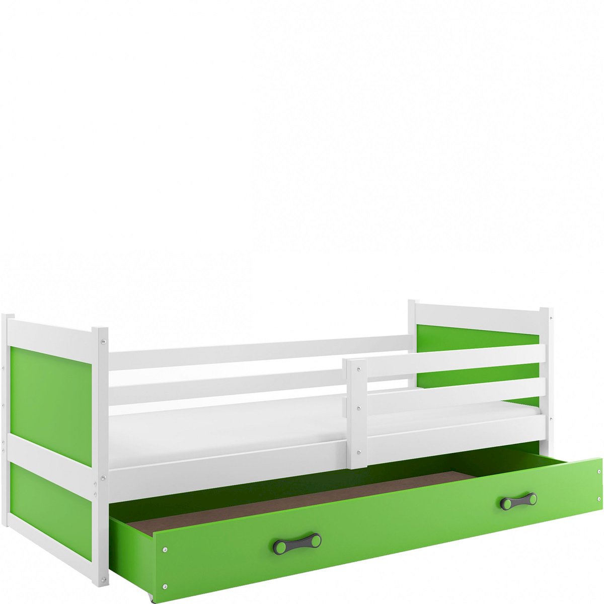 Łóżko Parterowe Rico z Materacem Biały + Niebieski