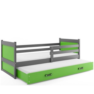 Łóżko Parterowe Rico Podwójne z Materacem Grafit + Biały