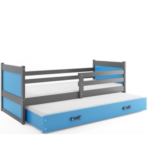 Łóżko Parterowe Rico Podwójne z Materacem Grafit + Zielony