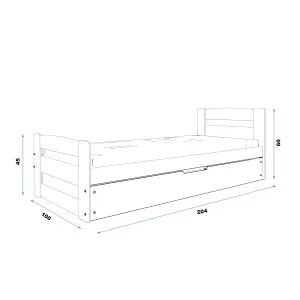 Łóżko Parterowe Erni z Materacem Grafit