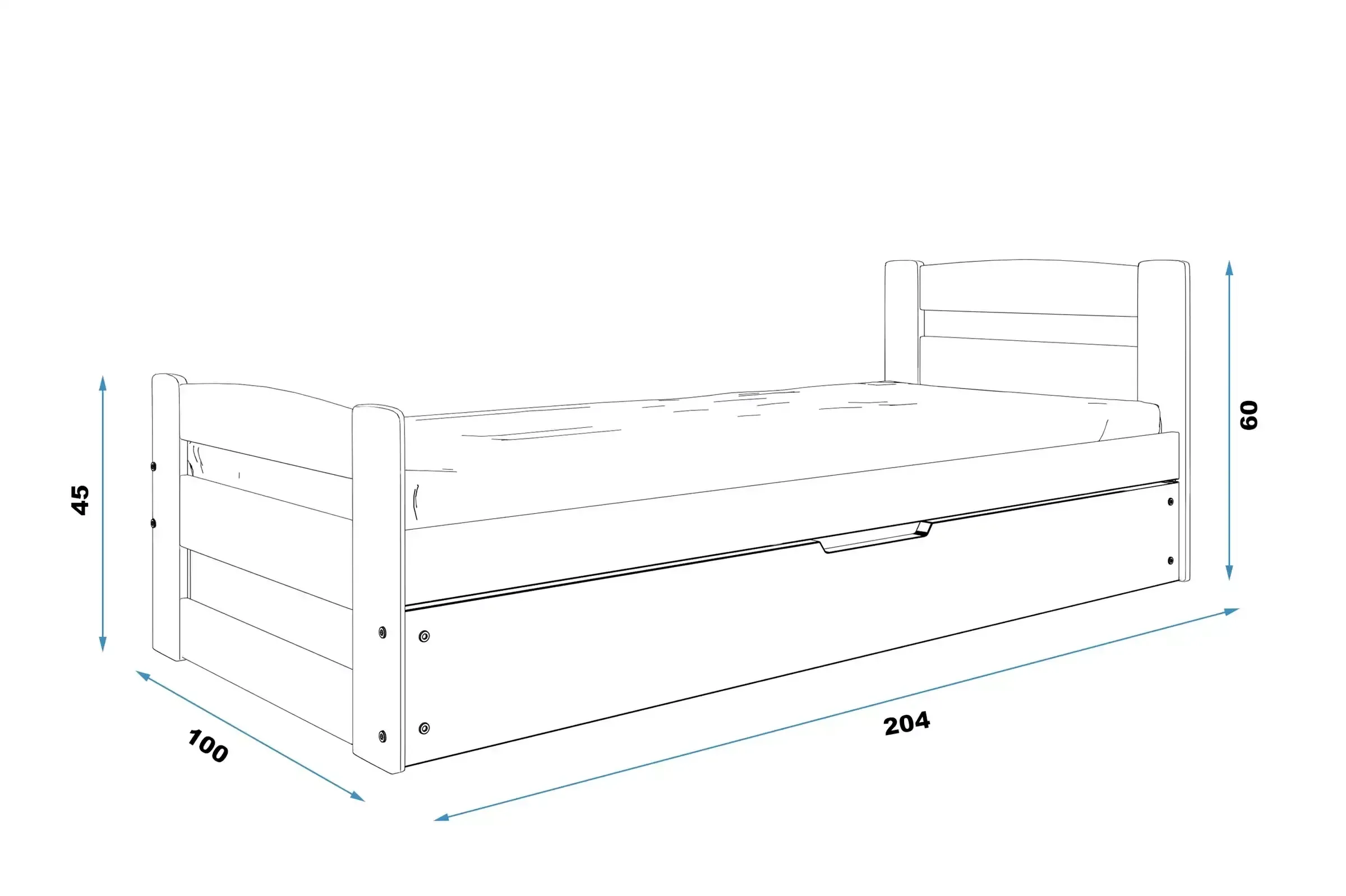 Łóżko Parterowe Erni z Materacem Grafit
