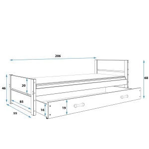 Łóżko Parterowe Bartek z Materacem Grafit