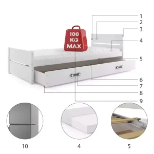 Łóżko Parterowe Bartek z Materacem Biały