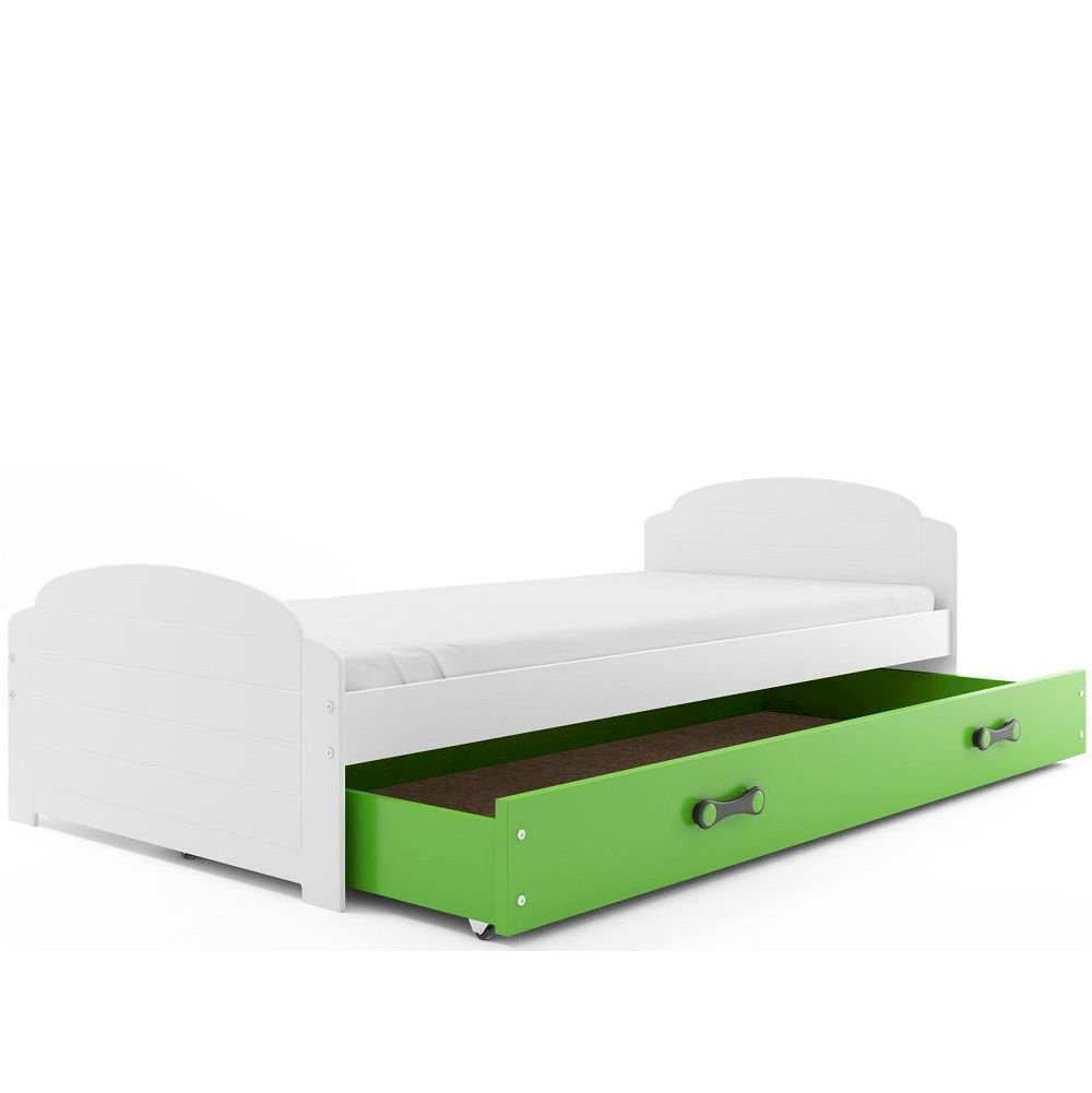 Łóżko Parterowe Lili z Materacem Biały + Grafit