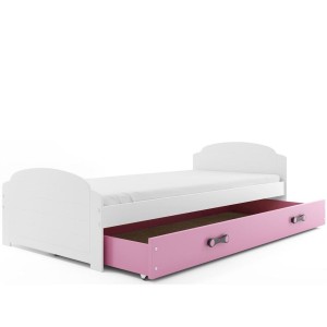 Łóżko Parterowe Lili z Materacem Biały + Grafit