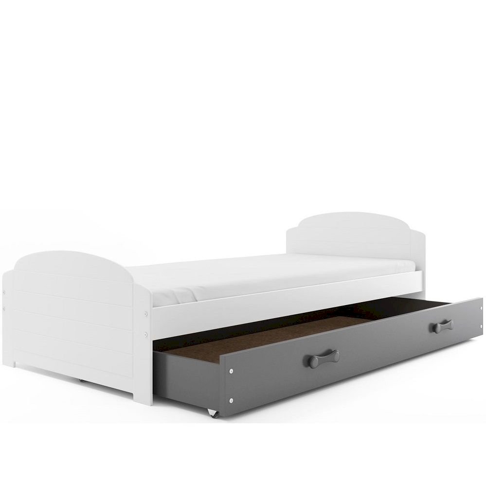 Łóżko Parterowe Lili z Materacem Grafit + Biały