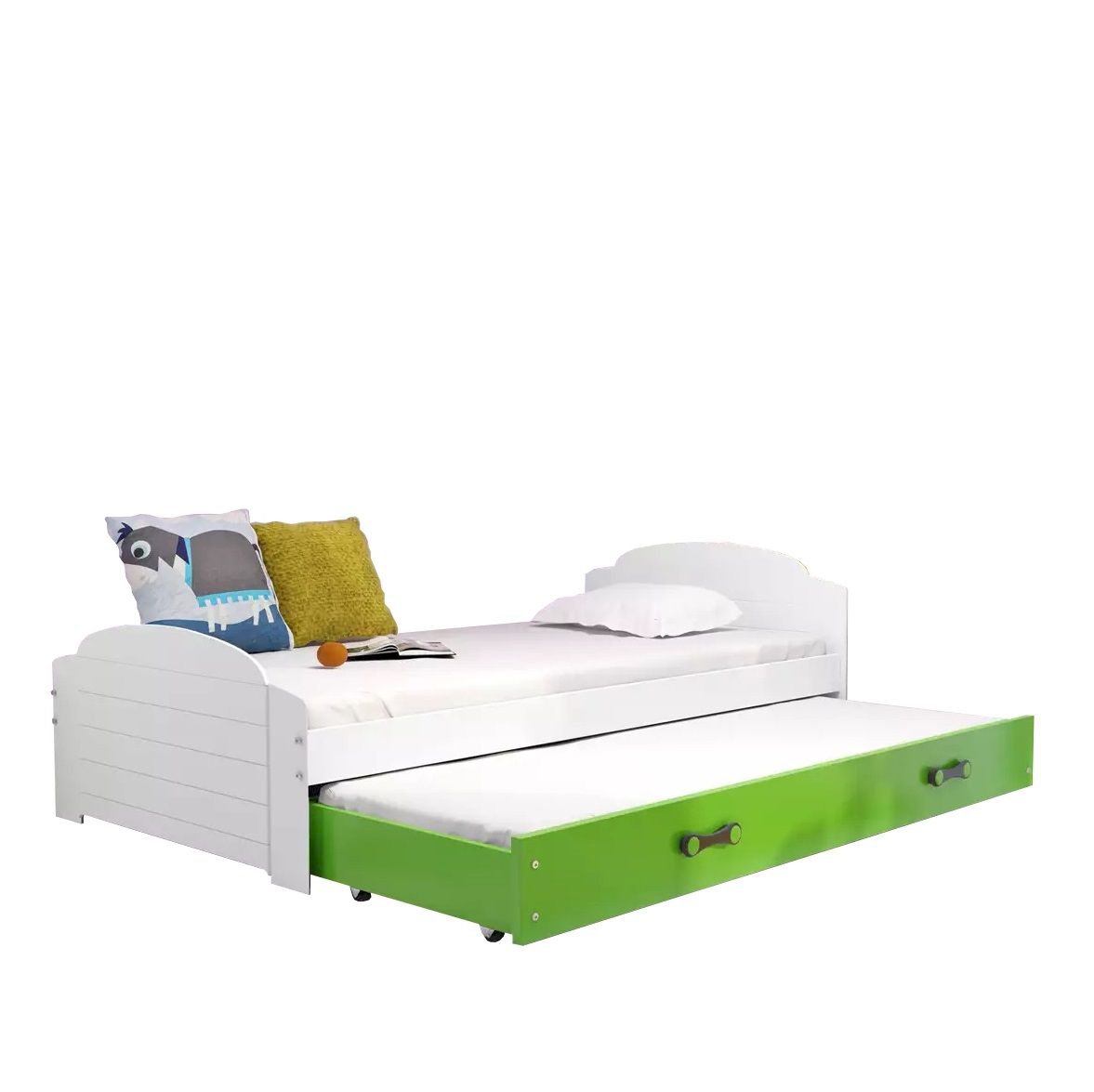 Łóżko Parterowe Podwójne Lili z Materacem Biały + Różowy