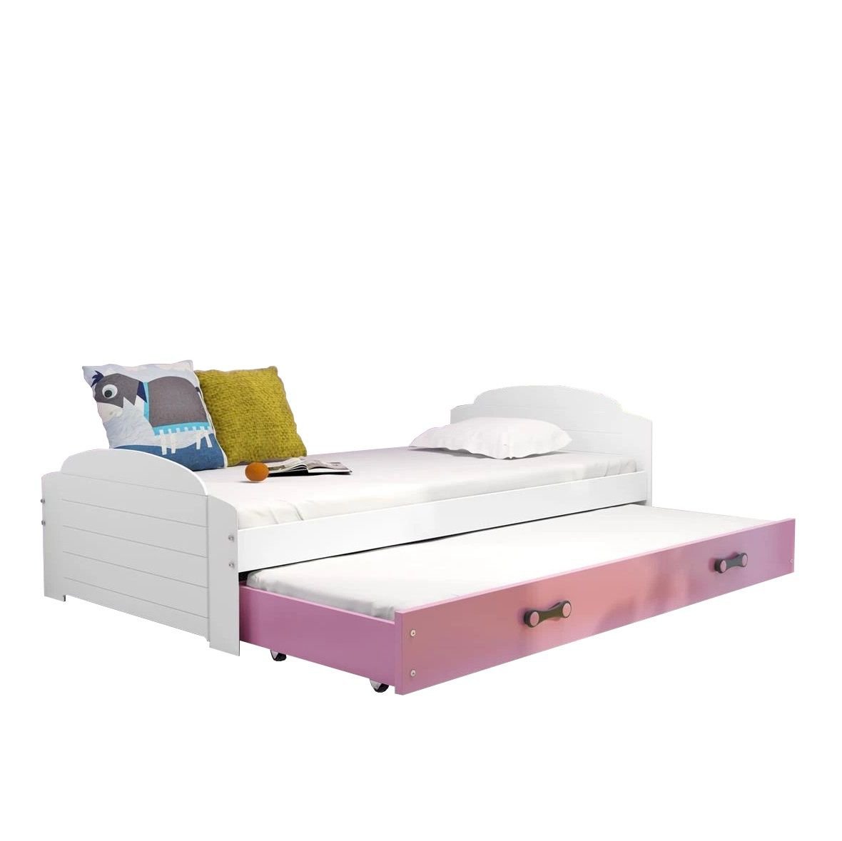 Łóżko Parterowe Podwójne Lili z Materacem Biały + Zielony