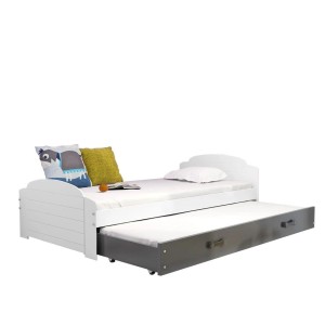 Łóżko Parterowe Podwójne Lili z Materacem Biały + Niebieski