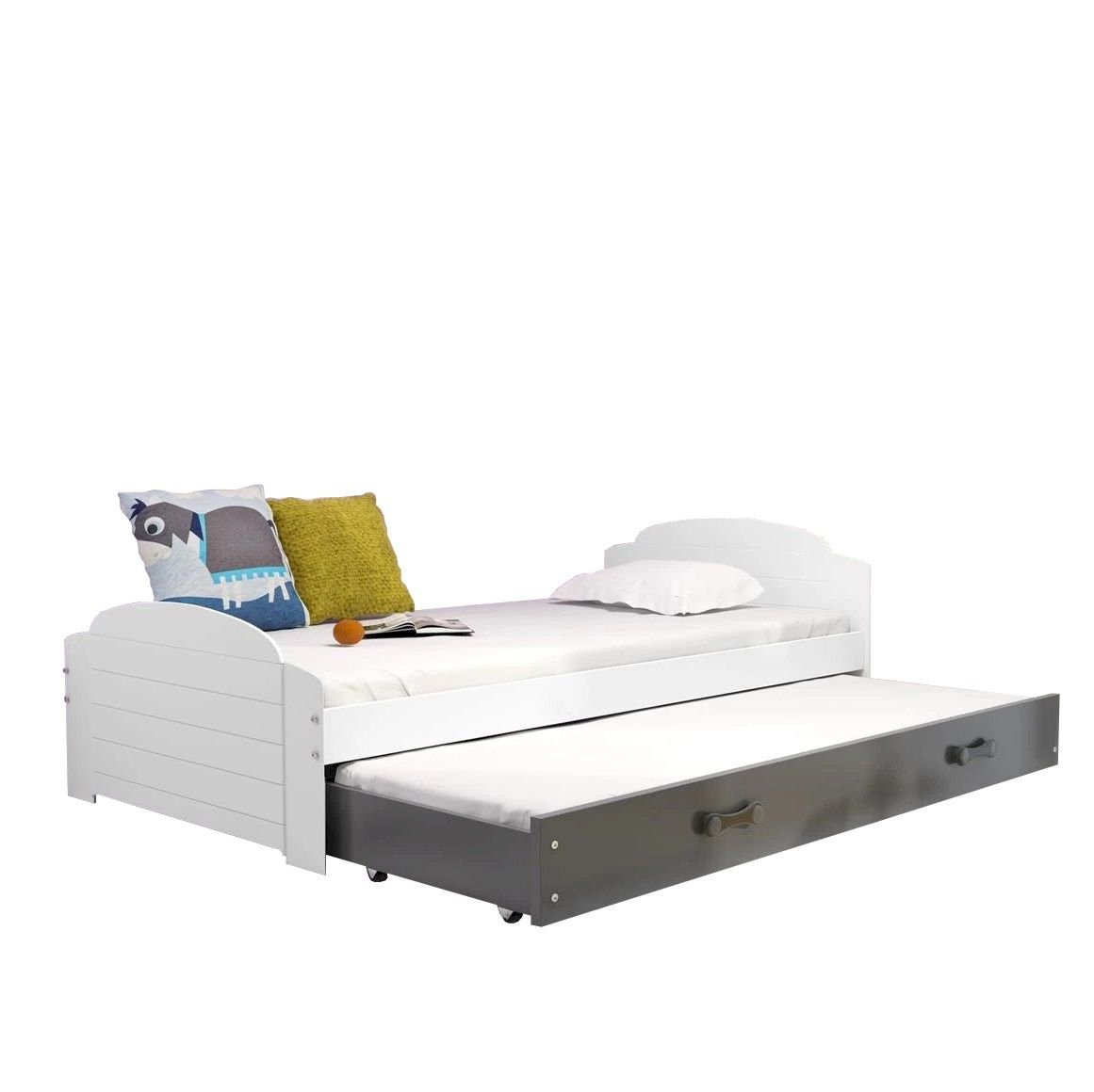 Łóżko Parterowe Podwójne Lili z Materacem Biały + Niebieski