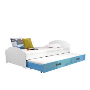 Łóżko Parterowe Podwójne Lili z Materacem Biały + Grafit