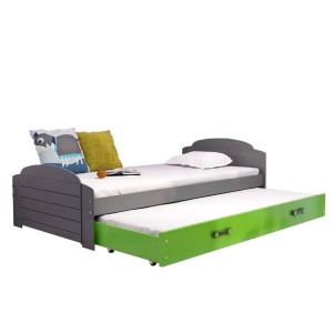 Łóżko Parterowe Podwójne Lili z Materacem Grafitowe