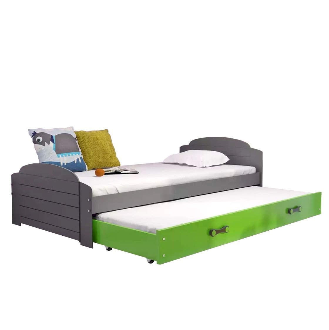 Łóżko Parterowe Podwójne Lili z Materacem Grafitowe