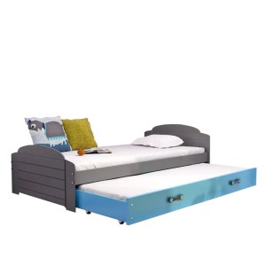 Łóżko Parterowe Podwójne Lili z Materacem Grafitowe