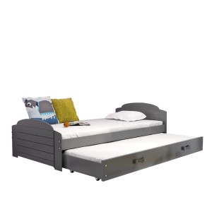 Łóżko Parterowe Podwójne Lili z Materacem Grafit + Zielony