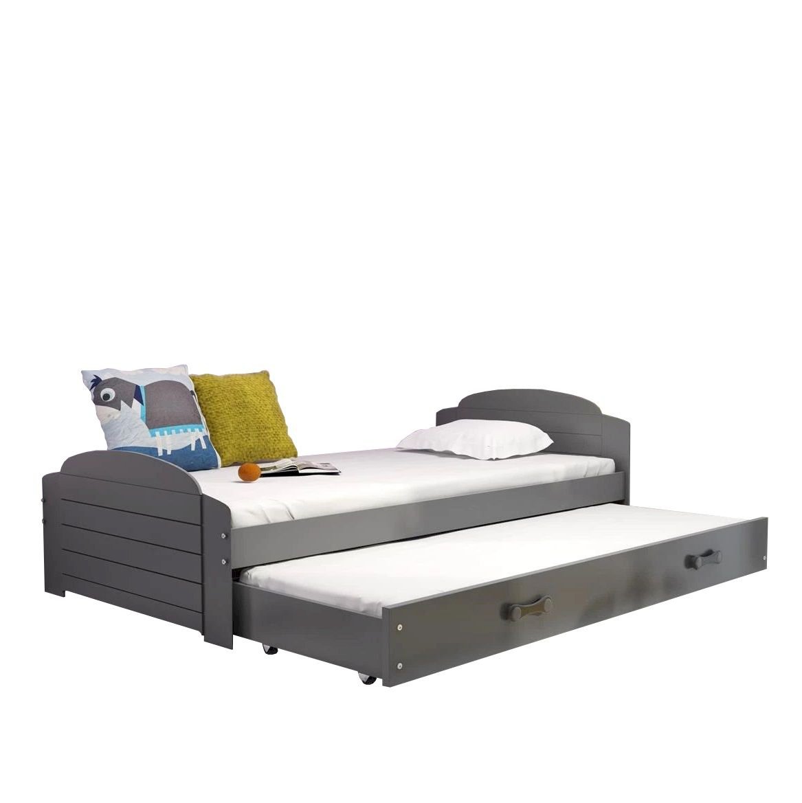 Łóżko Parterowe Podwójne Lili z Materacem Grafit + Zielony