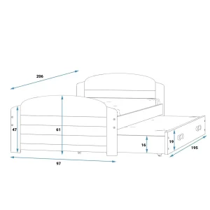 Łóżko Parterowe Podwójne Lili z Materacem Grafit + Zielony