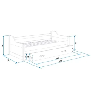 Łóżko Podwójne Dawid Grafit + Różowy