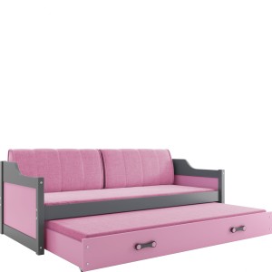 Łóżko Podwójne Dawid Grafit + Różowy