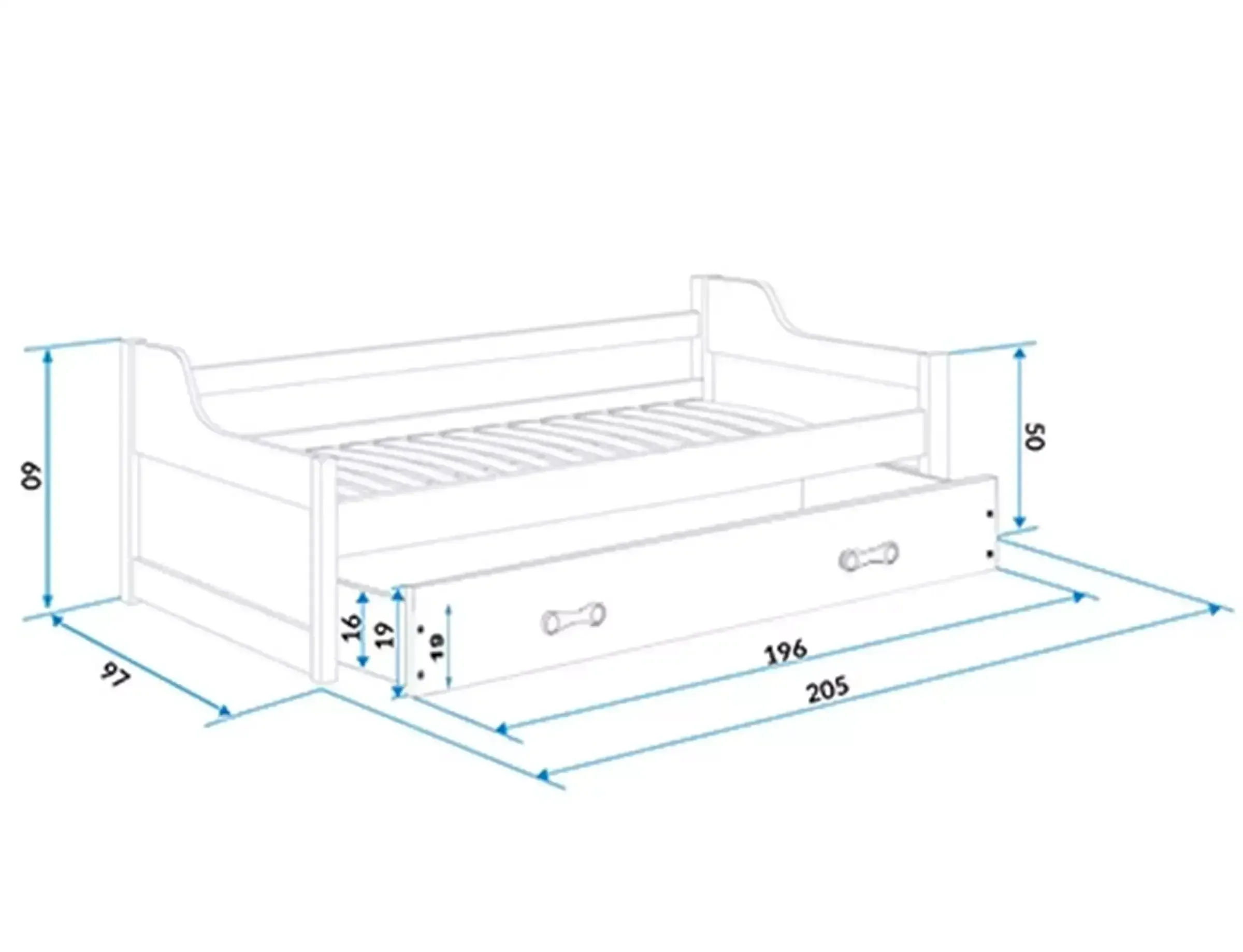 Łóżko Podwójne Dawid Sosna + Biały
