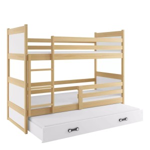 Łóżko Piętrowe Trzyosobowe Rico 80x160 Sosna + Biały