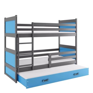 Łóżko Piętrowe Trzyosobowe Rico 80x160 Grafit + Biały