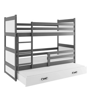 Łóżko Piętrowe Trzyosobowe Rico 80x160 Grafit + Biały
