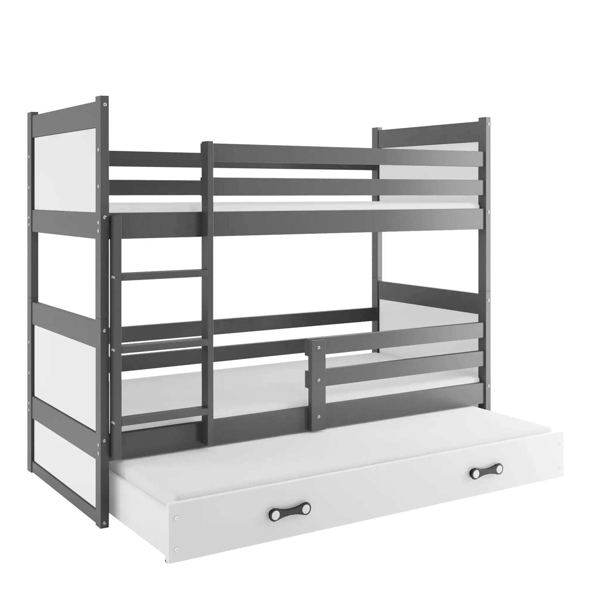 Łóżko Piętrowe Trzyosobowe Rico 80x160 Grafit + Niebieski