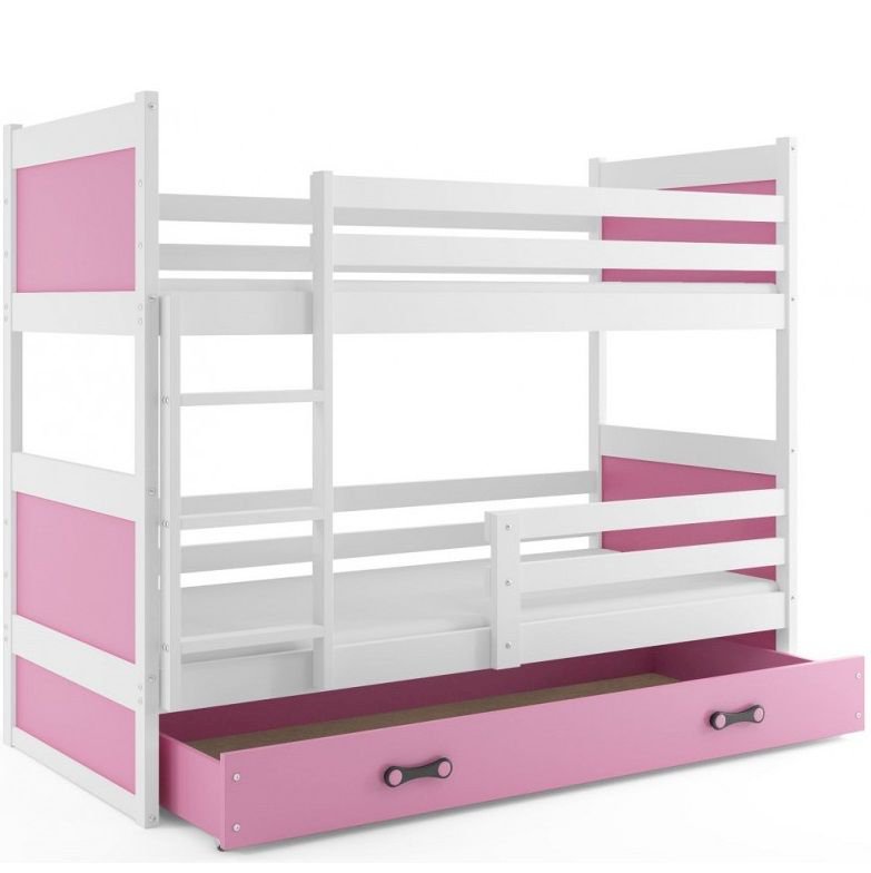 Łóżko Piętrowe Rico 80x160 Biały + Różowy