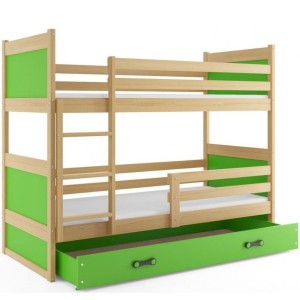 Łóżko Piętrowe Rico 80x160 Sosna + Zielony