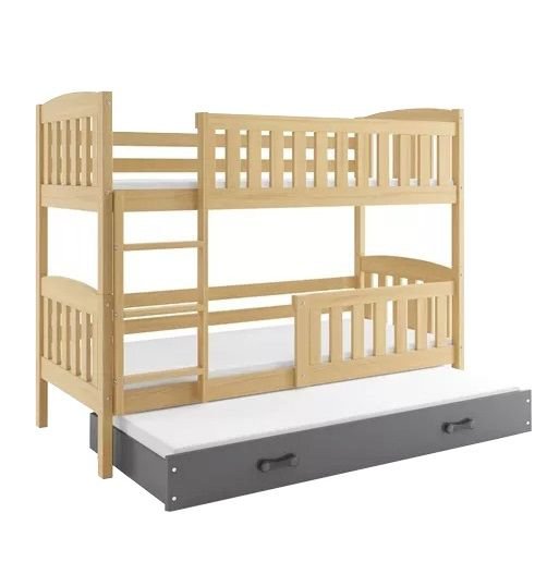 Łóżko Piętrowe Trzyosobowe Kubuś 80x190 Sosna + Biały