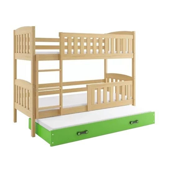 Łóżko Piętrowe Trzyosobowe Kubuś 80x190 Sosna + Biały