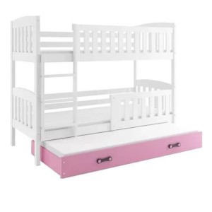 Łóżko Piętrowe Trzyosobowe Kubuś 80x190 Biały + Grafit