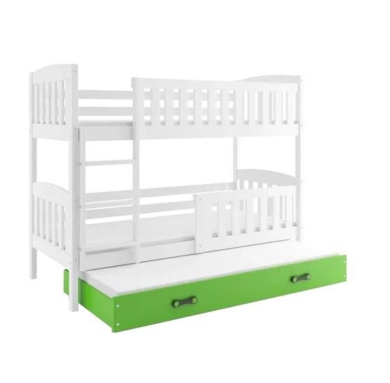 Łóżko Piętrowe Trzyosobowe Kubuś 80x190 Biały + Grafit