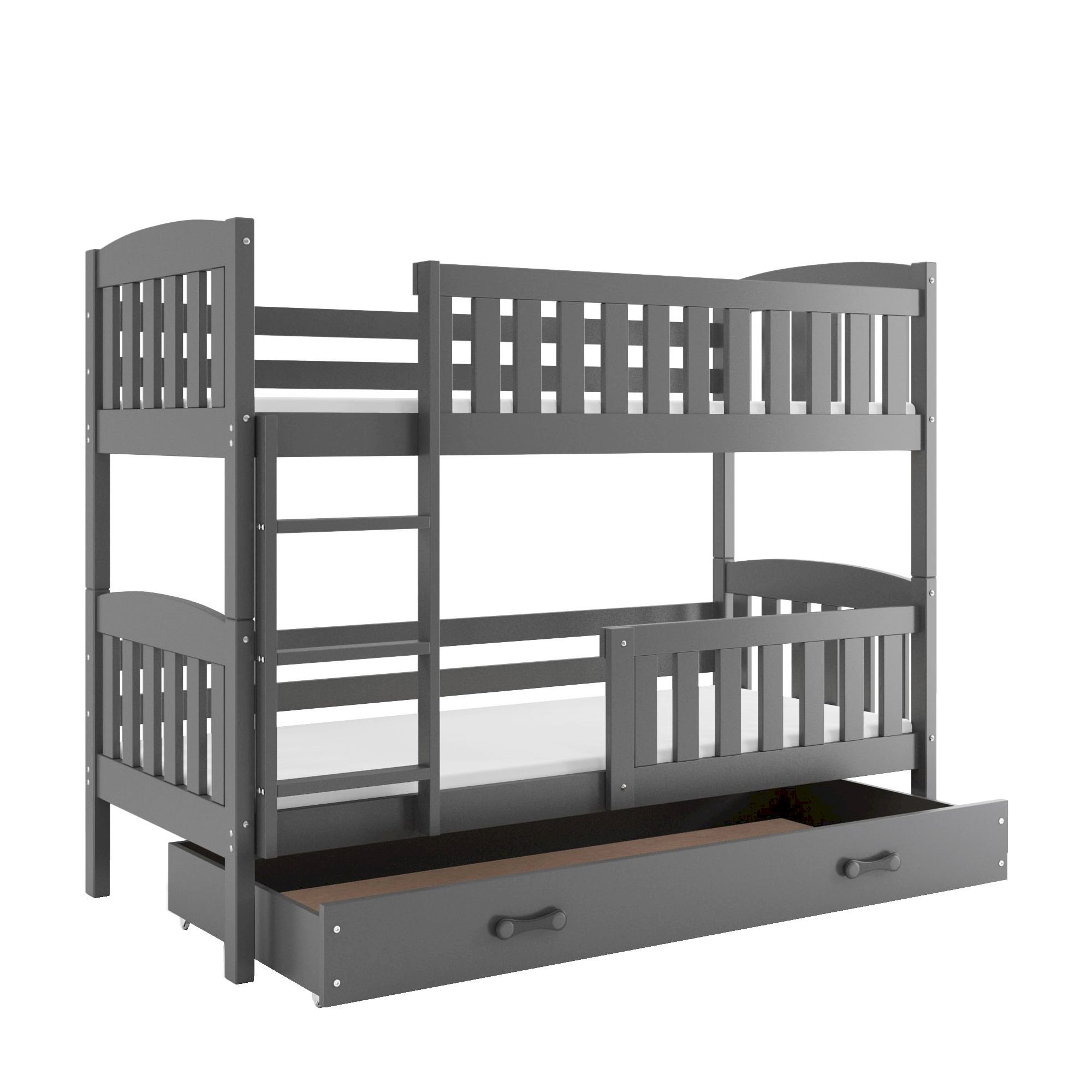 Łóżko Piętrowe Kubuś 80x190 Grafit + Niebieski