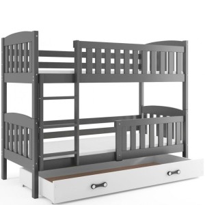 Łóżko Piętrowe Kubuś 80x190 Grafit + Różowy