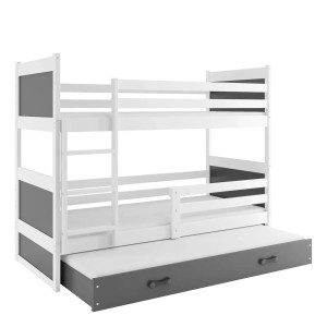 Łóżko Piętrowe Trzyosobowe Rico 80x190 Biały + Grafit
