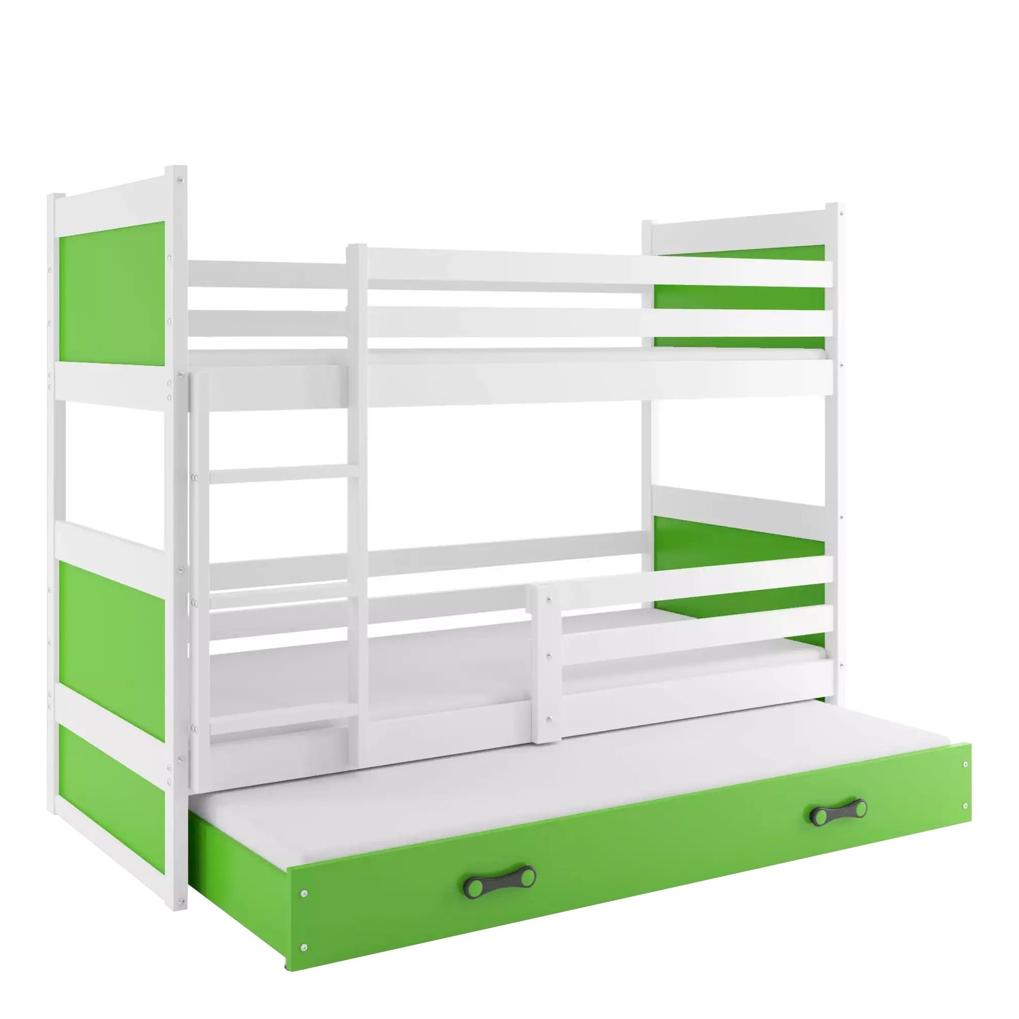 Łóżko Piętrowe Trzyosobowe Rico 80x190 Biały + Zielony