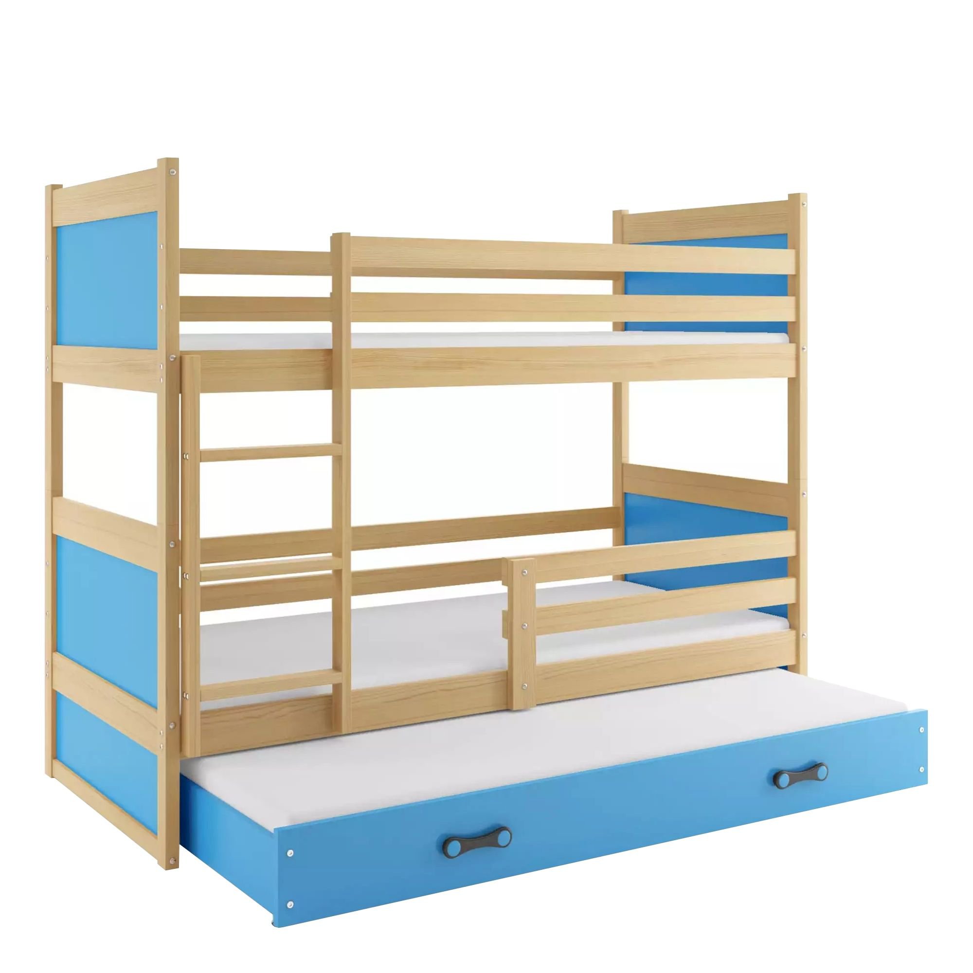 Łóżko Piętrowe Trzyosobowe Rico 80x190 Sosna + Różowy