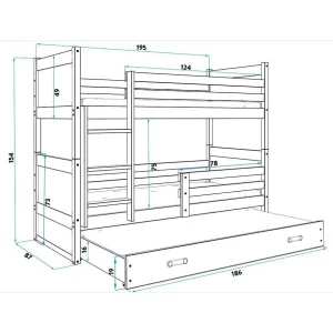 Łóżko Piętrowe Rico 80x190 Biały + Niebieski