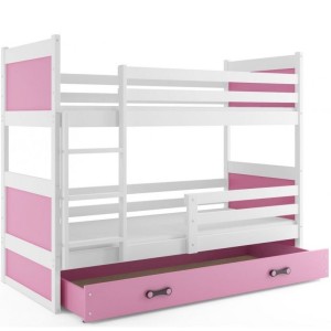 Łóżko Piętrowe Rico 80x190 Biały + Różowy