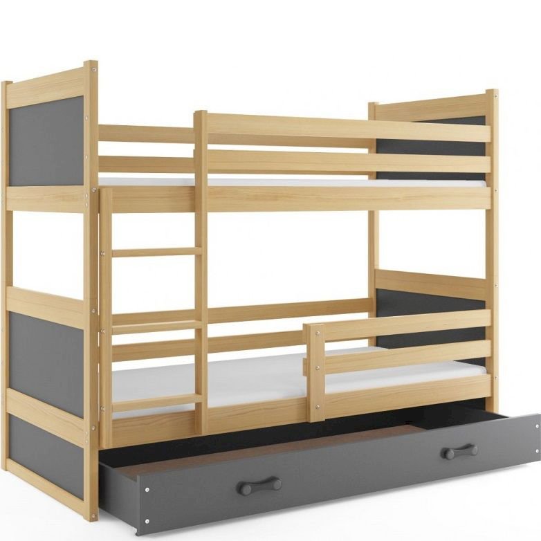 Łóżko Piętrowe Rico 80x190 Grafit + Biały