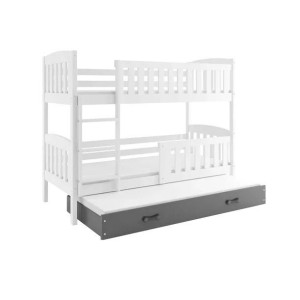 Łóżko Piętrowe Trzyosobowe Kubuś 90x200 Biały + Różowy