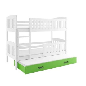 Łóżko Piętrowe Trzyosobowe Kubuś 90x200 Biały + Niebieski